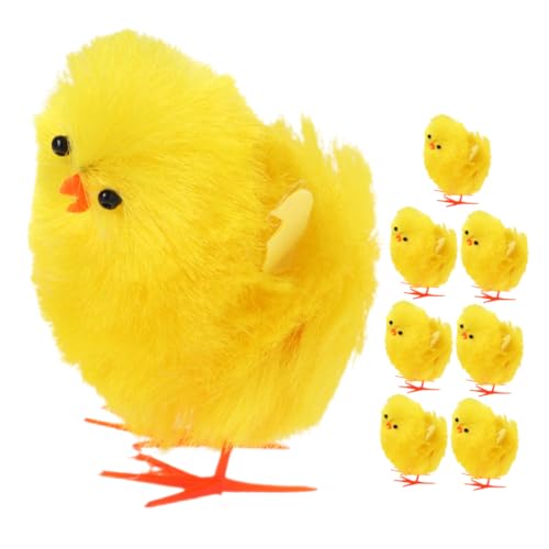 Alasum 8-Teiliges Set Osterküken Baumschmuck zum Aufhängen zu Ostern Hühnerplüsch osterkinder Ostergeschenk Set ostergeschenkset kleines Huhn Ostern Küken Dekoration PVC Yellow von Alasum