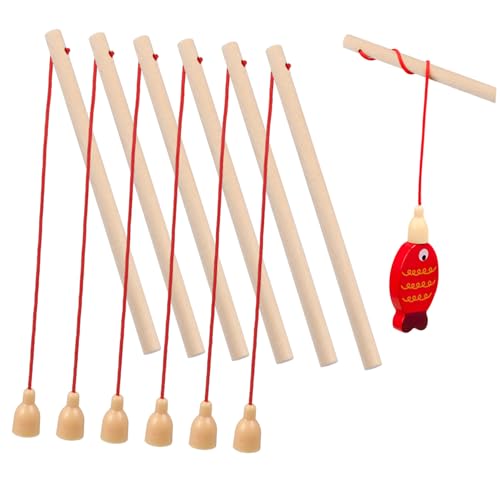 Alasum 8St Angelrute aus Holz Kinder holzspielzeug Spielzeug für Kinder Spielzeug zum Angeln im Pool Montessori Vorschulspielzeug Junge Angelruten aus Holz magnetische Angelrute hölzern von Alasum