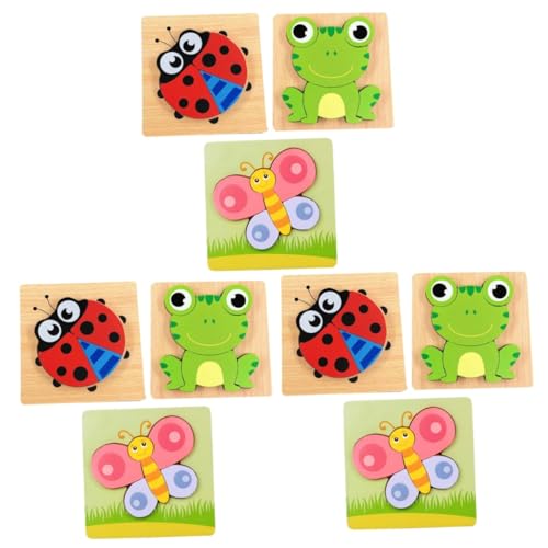 Alasum 9 STK Pädagogisches Spielzeug Lernpuzzle Für Babys Steckpuzzle Für Kleinkinder Pädagogisches Puzzlespielzeug Gehirnspielzeug Lernspielzeug Für Kleinkinder Tiere Lernrätsel Bambus von Alasum