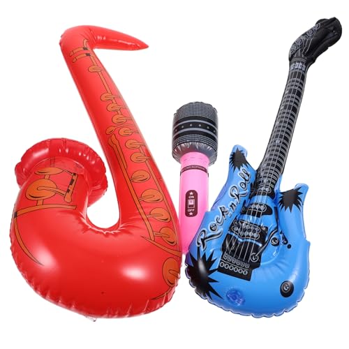 Alasum 9 Stk Kinderspielzeug Aufblasbares Saxophon Aufblasbare Gitarre Aufblasbare Mikrofone Juguetes Para Niños Gitarrenballon Gitarre Sprengen Kinder Spielset Aufblasbare Tastatur von Alasum