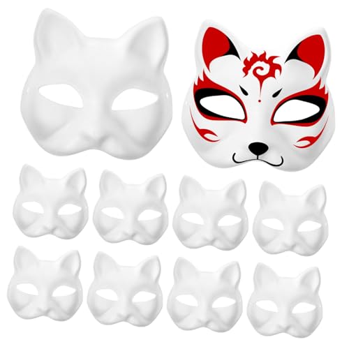 Alasum 90 Stück Zellstoff Rohling Maske Masken Kostüm Rohling Maskerade Maske DIY Cosplay Maske Kabuki Kitsune Kreative Tiermaske Maskerade Masken Bastelrohling DIY Katzenmaske von Alasum