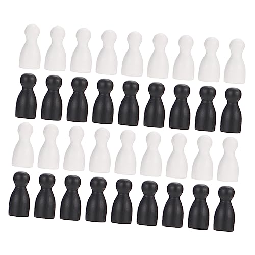 Alasum 96 STK Stück Brettspiel Schachfiguren Schachskulptur schachfiguren dekor Schach-Buchstützen Schach zubehör schachfiguren Set Schachbrett Zubehör Flugschach Schachfigur Holz Black von Alasum