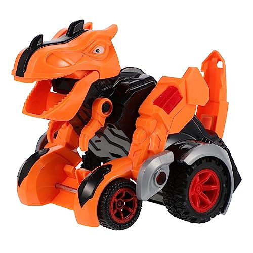 Alasum Dinosaurier-Auto Zurückziehbares Spielzeug Transformierendes Lernspielzeug Für Jungen Trägheitsauto Realistisches Dinosauriermodell Orange von Alasum