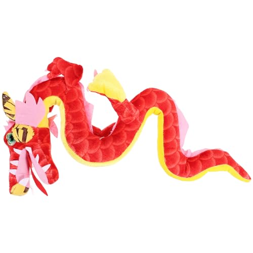 Alasum Drachenpuppenmaskottchen Gefüllte Puppe Drachen-Maskottchen- Drachenplüschpuppe Kuscheltier Drache Chinesisches Neujahrsmaskottchen Plüschdrache Rot Pp Baumwolle von Alasum