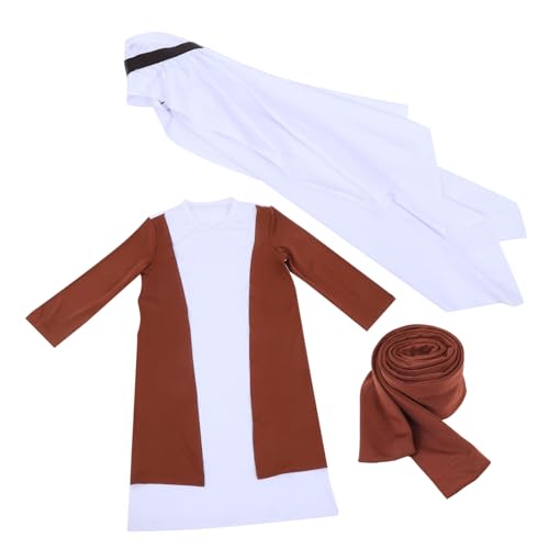 Dubai Shepherd-Kleidung Hirtenkostüm Für Kinder Halloween-kostüme Männer Jedi-kostüm Biblische Kostüme Für Männer Arabisches Kostüm Halloween-hirtenstab Schäferkostüm Polyester Alasum von Alasum