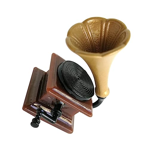 Alasum Dummy-Plattenspieler für kinderspielzeug Mini Room Decoration Zeichenblock für zylindrisch Mini-Phonograph- Mini-Hausphonograph Harz Light Brown von Alasum