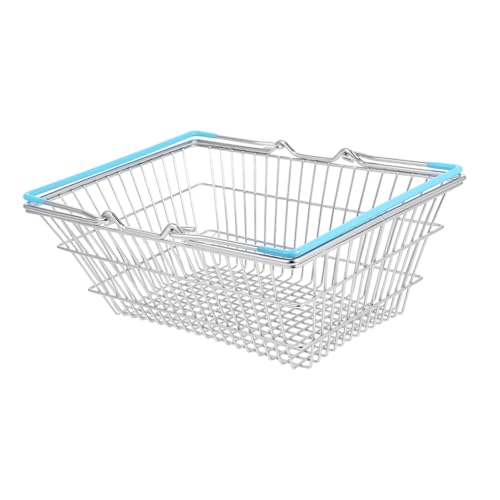 Alasum Einkaufskorb Kinder einkaufswagen Miniatur-Drahtkorb Supermarkt-Korbwagen Mini-Hauskorb Kleiner Aufbewahrungskorb Mini-Hausdekorationskorb Kleiner Korb Eisen Sky-Blue von Alasum