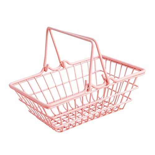 Alasum Einkaufskorb Storage Baskets allzweckkorb regalkörbe spielzeugkorb metallkörbe Mini Körbe Kleiner Utility Trolley Miniatur Mini-Körbe zur Aufbewahrung von Kleinigkeiten Eisen Rosa von Alasum