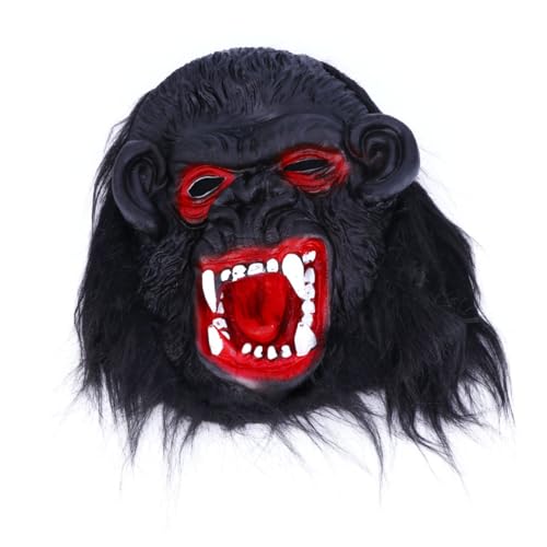 Alasum Gruselige Gorilla Maske Für Halloween Horrormaske Für Kostümparty Schwarze Vollkopfmaske Mit Großem Mund Ideal Für Kostü Theateraufführungen Und Partys von Alasum