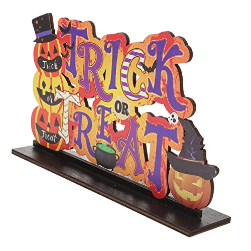 Alasum Halloween-Ornamente Hausdekorationen für zu Hause Retro-Küchentisch Halloween Figuren Halloween-Figuren Tischschild Süßes oder Saures Dekor für Halloween Halloween-Tischschild Holz von Alasum