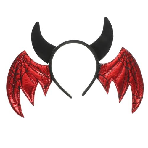 Alasum Halloween-teufelshörner Halloween-fledermaus-kostüm Halloween-kopfschmuck Halloween-haarbänder Halloween-fledermaus-haarbänder Halloween-horn-stirnband Cosplay-stirnband Rot Stoff von Alasum