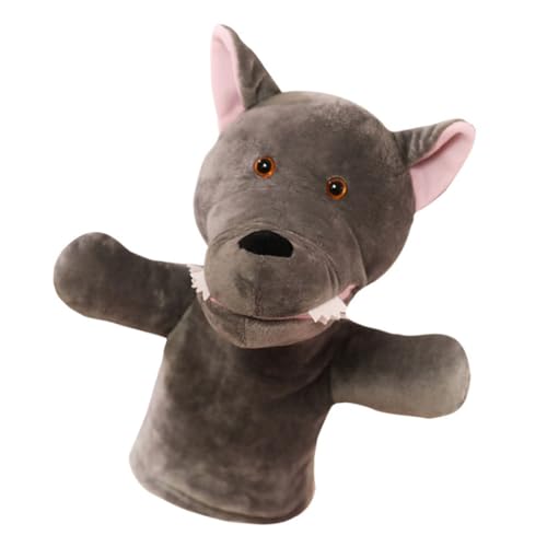 Alasum Handpuppe Wolf interaktives pummeluff Kuscheltier geburtstagsmitgebsl kindergardinen Wolfs wolfes tierische Plüsch-Handpuppe Handpuppe für PP Baumwolle Dark Grey von Alasum