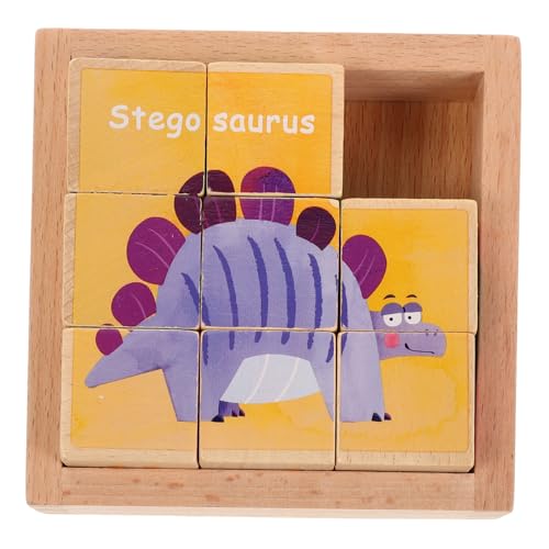 Alasum Holz Puzzle Blöcke Blockrätsel Dinosaurier-kleinkindspielzeug Cartoon-Puzzle Dinosaurierspielzeug Für Kinder Puzzle Für Kleinkinder Kinderspielzeug Dinosaurier Block-Puzzle Hölzern von Alasum