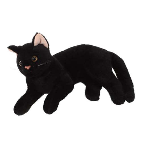 Alasum Katze Plüschtier Realistischer Liegender Katzenplüsch Realistisches Kätzchenplüsch Für Kinder Simulationskätzchen-plüschspielzeug Realistischer Katzenplüsch Partygeschenk Black von Alasum