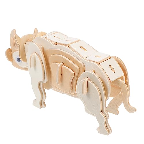 Alasum Glattes Nashorn-Puzzle Aus Holz 3D-Puzzle Für Kinder Spielzeug Für Geburtstage Kinder Kreativität von Alasum