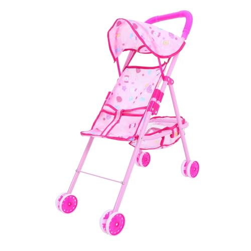 Alasum Kinderwagen Babyspielzeug Buggybrett Mit Sitz Clip-on-lüfter Weltraumspielzeug Puppenbuggy Babypuppenwagen Dinosaurier-Spielzeug Puppenwagen Mit Korb Mädchen Spielzeug Rosa Stoff von Alasum