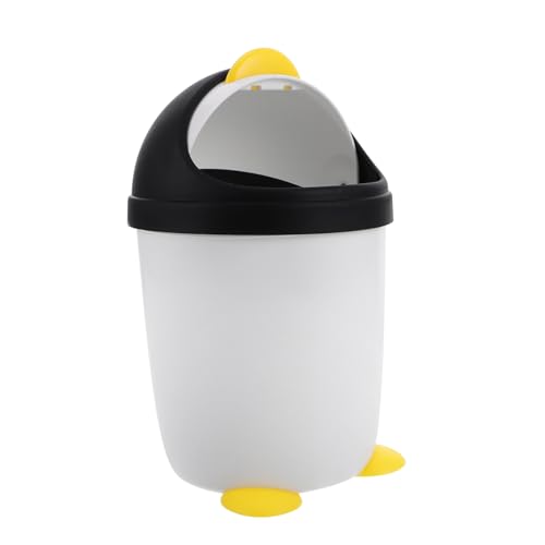 Alasum Kleiner Süßer Pinguin-mülleimer Mit Deckel, Mini-Kunststoff-mülleimer, Desktop-abfallkorb, Winziger Mülleimer, Eleganter Mülleimer Für Die Küche von Alasum