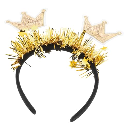 Alasum Krone Stirnband Kopfbedeckung Für Die Silvesterparty Frohes Neues Stirnband Neujahr Haarbänder Party-stirnbänder Kronen-stirnband Für Damen Stirnbänder Für Damen Stoff Golden von Alasum