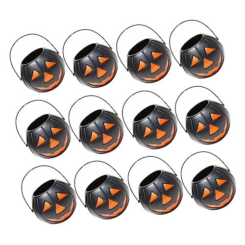 Alasum Kürbis Eimer Kürbis Süßigkeiten Halloween-Dekorationen Süßigkeiten behandeln Trick halloween kinder party halloween kinderparty snoep Halloween-Zubehör Partyzubehör Plastik Black von Alasum