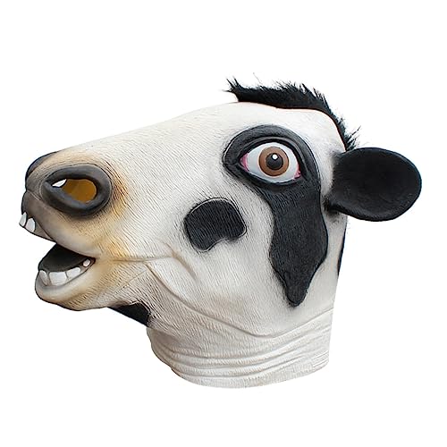 Alasum Kuhhaube Maske Gruselige Kopfbedeckung Halloween-party Halloween-kostümzubehör Cosplay-gesichtsabdeckung Tierisches Gesicht Tiergesichtsbedeckung Kostüm Kopfbedeckung Black von Alasum