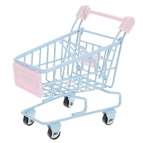 Alasum Mini-Einkaufswagen Kinderwagen für Babys Kleiner Einkaufswagen kühlkorb einkaufskorb aufbewahrungs körbe bürodeko Einkaufswagen-Spielzeug Kleiner Supermarktwagen Legierung Sky-Blue von Alasum