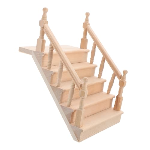 Alasum Mini-Kleinmöbeltreppe Autopuppen Tür hängende Dekoration orientalische Puppen Holz Treppe Treppe Miniaturdekoration Zubehör für das Puppenhaus hölzern Light Brown von Alasum