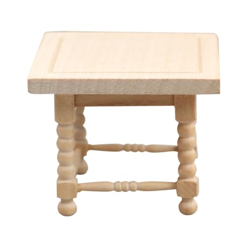 Alasum Mini Möbelmodell Dekorationen Quadratischer Esstisch Esszimmertisch Spielzeughaus Esstisch Mini Puppenmöbel Beistelltisch Figur Miniatur Teetisch Mini Beistelltisch von Alasum