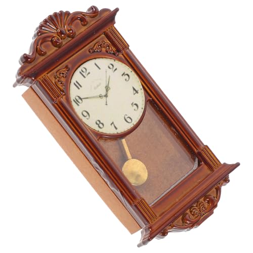 Alasum Mini-standuhr Dekoration Pendeluhr Spielzeug Miniatur-kaminuhr Miniatur-hausmöbel Miniatur-zubehör Miniatur-hausversorgung Mini-hausszenenmodell Uhr Figur Puppenhaus- Hölzern von Alasum