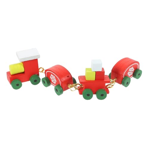 Alasum Minizug Miniatur-Eisenbahn-Ornament Weihnachtsbaum-Zug unter Christbaumschmuck winzige Eisenbahnspielzeuge Miniaturspielzeug Miniaturen Mini-Zug Puppenhaus-Accessoire hölzern rot von Alasum