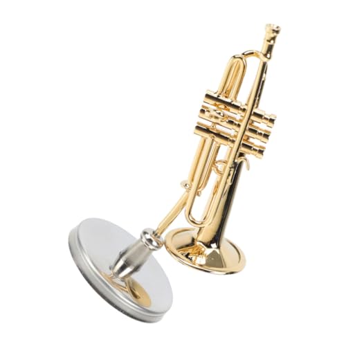 Alasum Modell Eines Blasinstruments Kleine Trompete Miniaturmodell Eines Musikinstruments Saxophon Miniatur Nachbildung Eines Trompetenmodells Mini-Musikinstrument Musik Trompete Kupfer von Alasum