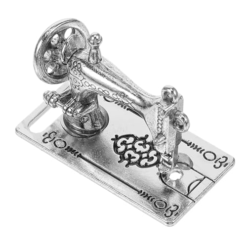 Alasum Nähmaschinenkopfpuppe Tiny-House-Einrichtung Miniatur-nähmaschine Miniatur Einrichtung Nähmaschine Spielgeschenk Vortäuschen Miniaturmöbel Mini House Decor Silver Legierung von Alasum