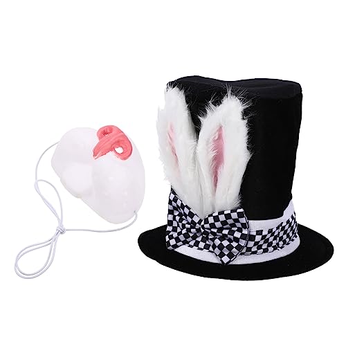 Alasum Osterhasenmütze hasenkostüme bunny costume Weihnachtsfeier Accessoire ostergeschenk easter Make-up-Kits Osterhasen-Kostüm-Hut-Kit hoher hut der osterparty Tuch Black von Alasum