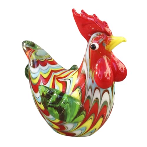 Alasum Partydekorationen für Kinder Hühnermodell Hühnerfigur Hahn-Skulptur Tischdekoration mit Nutztieren Küken Figur Desktop-Glas-Huhn- dekoratives Hühnerdekor aus Glas Hühnerstatue von Alasum