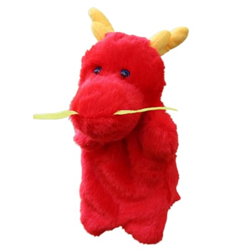 Alasum Plüsch-handpuppe Drache Frühpädagogisches Tierische Handpuppe Cartoon-tierpuppenspielzeug Handpuppe Handpuppe Aus Stoff Mit Tiermotiv Handspielzeug Rot von Alasum