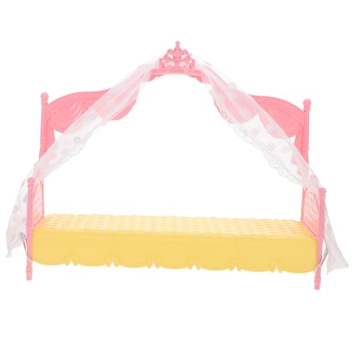 Alasum Prinzessin Puppe Bett Baldachin für Mädchen Mini Kleinkind Bett für Puppenhaus Pretend Spielen Möbel Spielzeug von Alasum