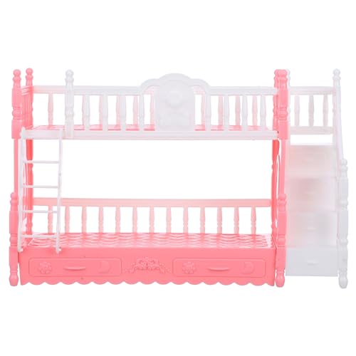 Alasum Prinzessin Puppenbett Miniatur-Kinderzimmermöbel Mini-Etagenbettmodell Miniatur-Puppenbett puppenbett Spielzeug puppenbettchen Miniatur-Möbelornament Mini Etagenbett Abs Rosa von Alasum