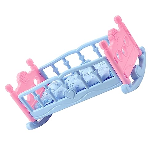 Alasum Puppen-Shaker Kinderbett für Puppe Kinder Spielen Wiege Babymöbel Mini-Puppenmöbel puppenbett Toys Kinderpuppen-Krippenspielzeug Mädchen Spielen Hausspielzeug Stoff Sky-Blue von Alasum