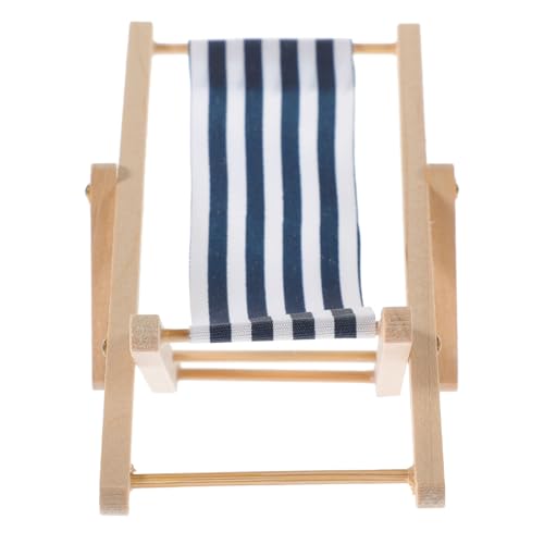 Alasum Puppenhaus Loungesessel Stühle Chaiselongue Puppenhausmöbel Chaiselongues Mikrolandschaft Mini Strandstuhl Miniaturstuhl Zur Dekoration Marineblau Holz von Alasum