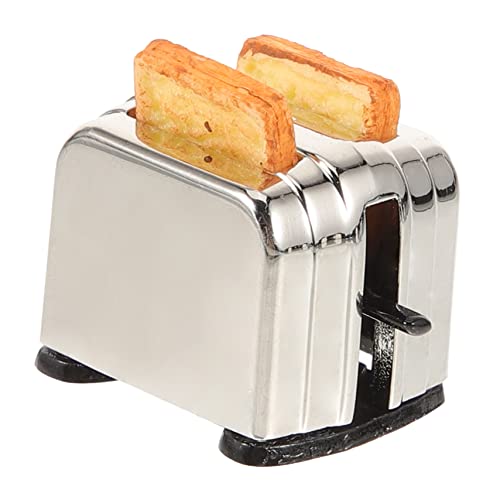 Alasum Puppenhaus-brotbackmaschine Modell Eines Mini-brotbackautomaten Mini-spielzeughaus-zubehör Spielzeughaus-Layout-zubehör Simuliertes Brotbackautomatenmodell Miniatur-Toaster Metall von Alasum