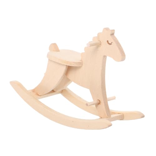 Alasum Puppenhaus-trojaner- -Modell Mikro-landschaftsornamente Desktop-Mini-möbel Modell Schaukelpferd Cockhorse-Modell Mini Schaukelpferd Spielgerät Vortäuschen Birke Beige von Alasum