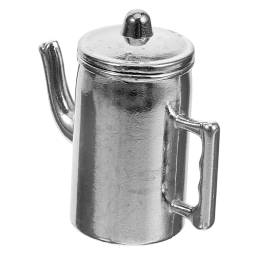 Alasum Puppenhausmöbel Kaffeemaschine Miniatur Mini-küchengerät Heimwerken Mini-Espresso-kaffeekanne Mini-kaffeekanne Mini -hausdekorationen Metall Silver von Alasum