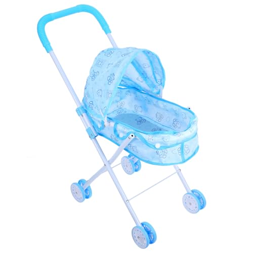 Alasum Puppenwagen Kind Mädchenspielzeug Puppen Für Mädchen Für Mädchen Buggybrett Mit Sitz Spielspielzeug Vorgeben Spielzeugnahrung Spielzeugküchenzubehör Sky-Blue Eisen von Alasum