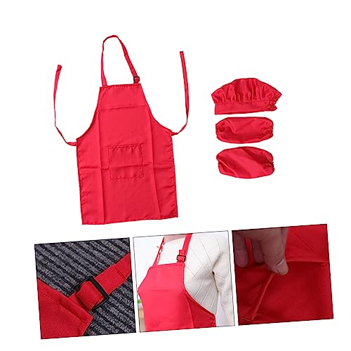 Alasum Satz Kinder Kochen Ärmel Handschelle Zum Kochen Für Kinder Kinderkoch-spielset Kinderschürze Rot von Alasum