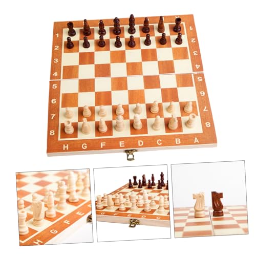 Alasum Satz pädagogisches Spielzeug Kinder schachspiel Board Games Gry planszowe boardgame Brettspiele für Kinder Faltschach Schachbrett Entwürfe Holzklappbrettspiel Hölzern Brown von Alasum