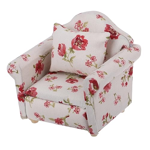 Alasum Puppe Nähen Spielzeug Mini Puppenhaus Sofa 1:12 Miniatur Möbel Modell Floral Muster Mini Sofa Ornament von Alasum