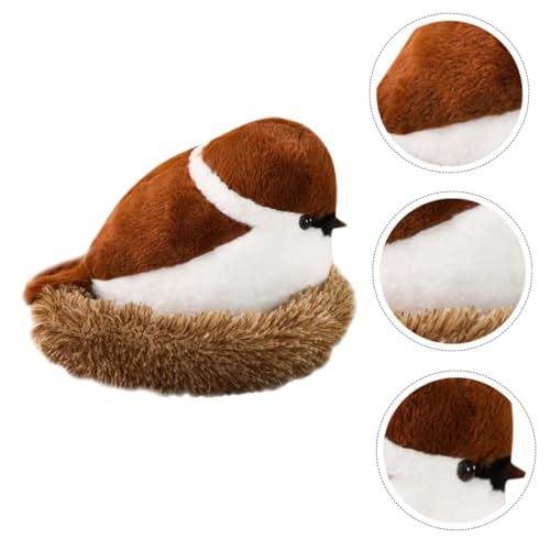 Alasum Spatz Tierpuppe Spatzenfiguren Puppenspielsets Vogel Zuhause Lebensechter Plüschsperling Pfauenspielzeug Tierisches Weiches Plüschtier Themberchaud-plüsch Pp Baumwolle Brown von Alasum