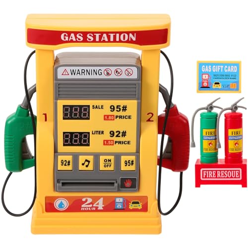 Alasum Tankstellen-Spielzeug-Set Zapfsäulen-Spielzeug Frühes Bildungsspielzeug Kognitives Spielzeug-Set Tankstelle Stimme Wischen Karte Modell Replik Simulationsset von Alasum