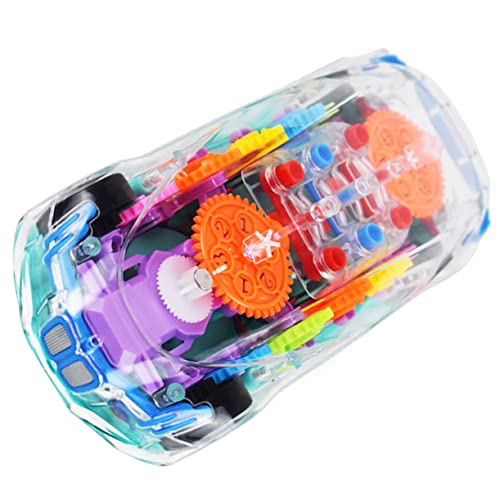 Alasum Transparenter Getriebewagen spielzeugautos für Kleinkinder Electric Toy car Rennmodellautos Zahnräder Spielzeug für Kinder buntes leichtes Autospielzeug transparentes Auto Abs von Alasum