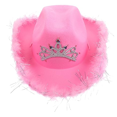 Alasum Westernhut Led-leuchthut Sommersonnenhut Hut Im Westernstil Leuchtender Cowgirl-hut Strand-reisehut Disco-kugel-hut Bauernhut Lustiger Partyhut Cosplay-cowgirl-hut Gefühlt Rosa von Alasum