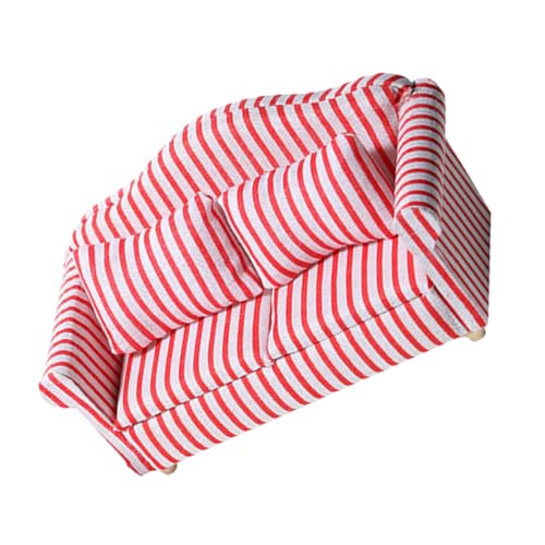 Alasum Wohnzimmer Sofagarnitur Home Decor wohnungsdeko Mini Sofa Miniature Sofa Micro Landscape Mikrolandschaft Mini-Haushaltsverzierung Mini-Möbelmodell Village Eukalyptusholz Stripe von Alasum